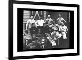 College Baseball Players with Terrier-null-Framed Art Print