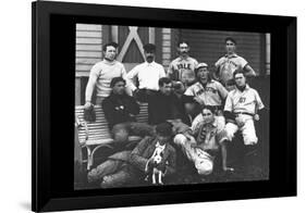 College Baseball Players with Terrier-null-Framed Art Print