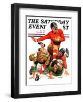 "College Football," Saturday Evening Post Cover, October 15, 1932-J.F. Kernan-Framed Giclee Print