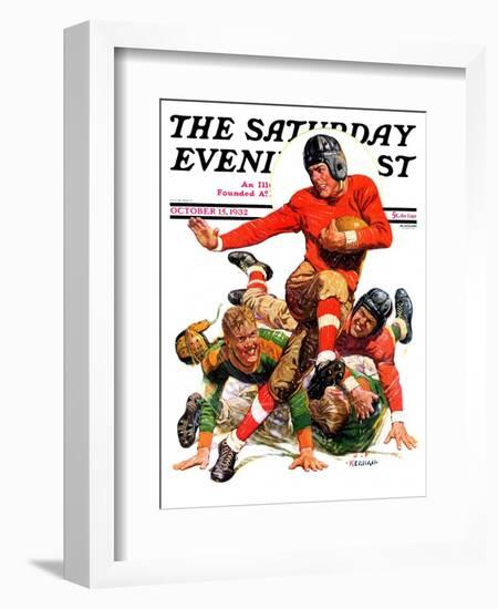 "College Football," Saturday Evening Post Cover, October 15, 1932-J.F. Kernan-Framed Giclee Print