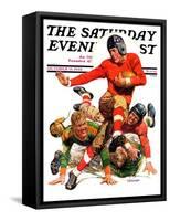 "College Football," Saturday Evening Post Cover, October 15, 1932-J.F. Kernan-Framed Stretched Canvas