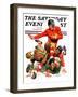 "College Football," Saturday Evening Post Cover, October 15, 1932-J.F. Kernan-Framed Giclee Print