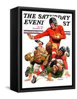 "College Football," Saturday Evening Post Cover, October 15, 1932-J.F. Kernan-Framed Stretched Canvas