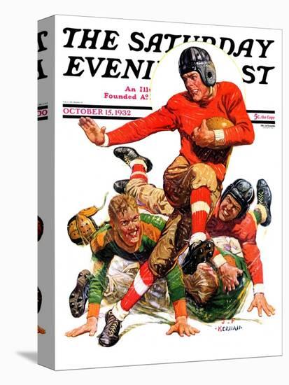 "College Football," Saturday Evening Post Cover, October 15, 1932-J.F. Kernan-Stretched Canvas