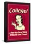 College Four Year Party 100000 Dollar Cover Charge Funny Retro Poster-null-Framed Poster