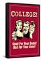 College Good For Your Brain Bad for Liver Funny Retro Poster-Retrospoofs-Framed Stretched Canvas