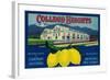 College Heights Lemon Label - Claremont, CA-Lantern Press-Framed Art Print