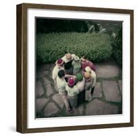 College Men and Woman Flipping a Coin on Purdue Campus, West Lafayette, Indiana 1954-Nina Leen-Framed Photographic Print