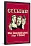College What Goes On At Schools Stays Funny Retro Poster-Retrospoofs-Framed Poster