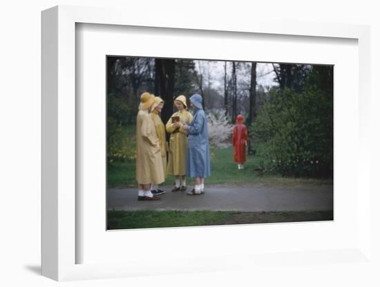 College Women During a Rain Storm at Michigan State University, Lansing Michigan 1954-Nina Leen-Framed Photographic Print