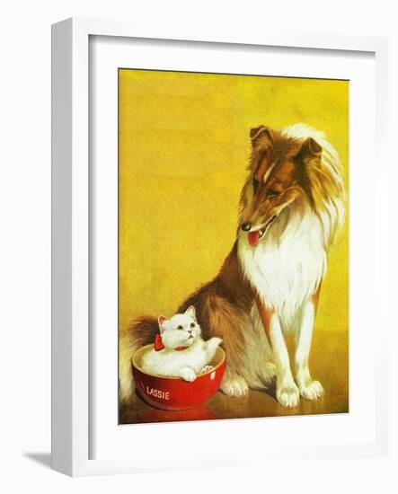 Collie and Kitten - Child Life-Jack Murray-Framed Giclee Print