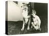 Collie Guards Sleeping Child-null-Stretched Canvas