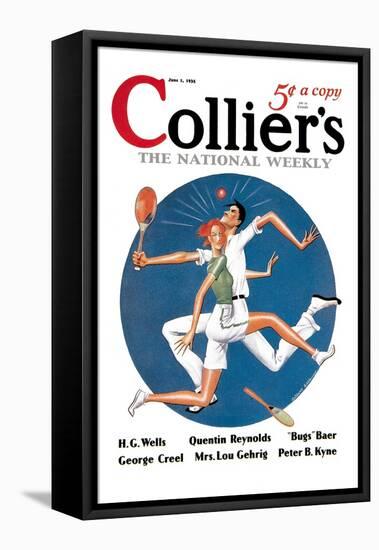 Collier's: Tennis Collision-null-Framed Stretched Canvas