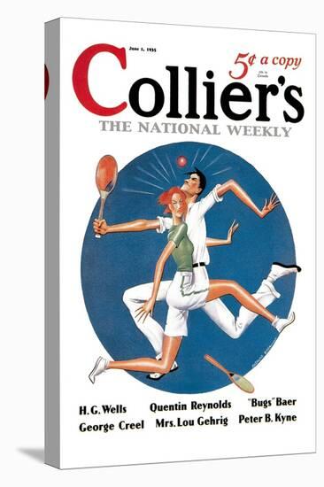 Collier's: Tennis Collision-null-Stretched Canvas