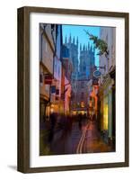 Colliergate and York Minster at Christmas, York, Yorkshire, England, United Kingdom, Europe-Frank Fell-Framed Photographic Print