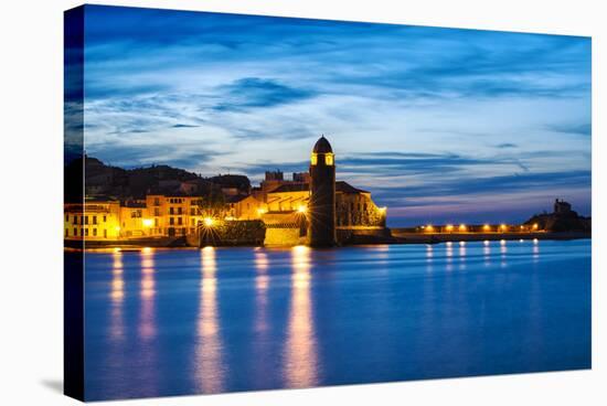 Collioure's Bay and a Lighthouse Converted to Notre-Dame-Des-Anges Church, Collioure, France-Nadia Isakova-Stretched Canvas