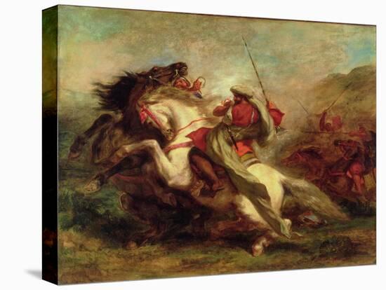 Collision of Moorish Horsemen, 1843-44-Eugene Delacroix-Stretched Canvas