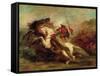 Collision of Moorish Horsemen, 1843-44-Eugene Delacroix-Framed Stretched Canvas