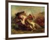 Collision of Moorish Horsemen, 1843-44-Eugene Delacroix-Framed Giclee Print