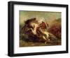 Collision of Moorish Horsemen, 1843-44-Eugene Delacroix-Framed Giclee Print