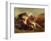 Collision of Moorish Horsemen, 1843-44-Eugene Delacroix-Framed Giclee Print