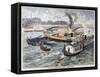 Collision on the Seine, Paris, 1897-F Meaulle-Framed Stretched Canvas