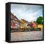 Colmar, Petit Venice, Bridge, Bike and Traditional Houses. Alsace, France.-stevanzz-Framed Stretched Canvas