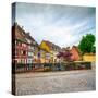 Colmar, Petit Venice, Bridge, Bike and Traditional Houses. Alsace, France.-stevanzz-Stretched Canvas