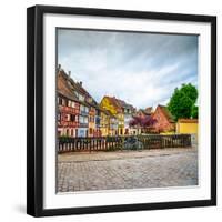 Colmar, Petit Venice, Bridge, Bike and Traditional Houses. Alsace, France.-stevanzz-Framed Photographic Print