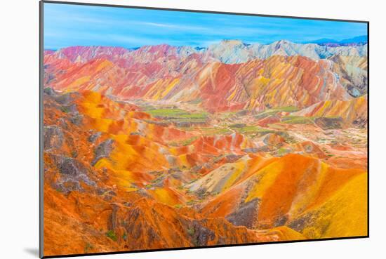 Coloful Forms at Zhanhye Danxie Geo Park, China Gansu Province, Ballands Eroded in Muliple Colors-Tom Till-Mounted Premium Photographic Print