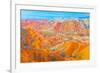 Coloful Forms at Zhanhye Danxie Geo Park, China Gansu Province, Ballands Eroded in Muliple Colors-Tom Till-Framed Photographic Print