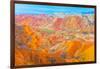 Coloful Forms at Zhanhye Danxie Geo Park, China Gansu Province, Ballands Eroded in Muliple Colors-Tom Till-Framed Photographic Print