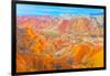 Coloful Forms at Zhanhye Danxie Geo Park, China Gansu Province, Ballands Eroded in Muliple Colors-Tom Till-Framed Photographic Print