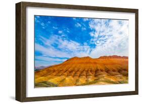 Coloful Forms at Zhanhye Danxie Geo Park, China Gansu Province, Ballands Eroded in Muliple Colors-Tom Till-Framed Photographic Print