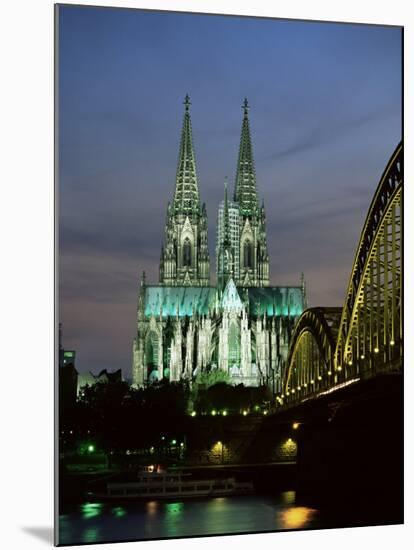 Cologne Cathedral, and Hohenzollern Bridge at Night, North Rhine Westphalia-Yadid Levy-Mounted Photographic Print