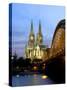 Cologne Cathedral, and Hohenzollern Bridge at Night, North Rhine Westphalia-Yadid Levy-Stretched Canvas