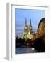 Cologne Cathedral, and Hohenzollern Bridge at Night, North Rhine Westphalia-Yadid Levy-Framed Photographic Print