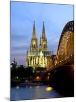 Cologne Cathedral, and Hohenzollern Bridge at Night, North Rhine Westphalia-Yadid Levy-Mounted Photographic Print