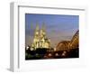 Cologne Cathedral, and Hohenzollern Bridge at Night, North Rhine Westphalia-Yadid Levy-Framed Photographic Print