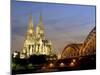 Cologne Cathedral, and Hohenzollern Bridge at Night, North Rhine Westphalia-Yadid Levy-Mounted Photographic Print