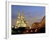 Cologne Cathedral, and Hohenzollern Bridge at Night, North Rhine Westphalia-Yadid Levy-Framed Photographic Print