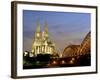 Cologne Cathedral, and Hohenzollern Bridge at Night, North Rhine Westphalia-Yadid Levy-Framed Photographic Print