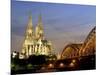 Cologne Cathedral, and Hohenzollern Bridge at Night, North Rhine Westphalia-Yadid Levy-Mounted Photographic Print