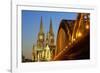 Cologne Cathedral and Hohenzollern Bridge on Rhine River-Guido Cozzi-Framed Photographic Print