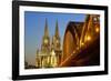 Cologne Cathedral and Hohenzollern Bridge on Rhine River-Guido Cozzi-Framed Photographic Print