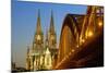 Cologne Cathedral and Hohenzollern Bridge on Rhine River-Guido Cozzi-Mounted Photographic Print