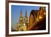 Cologne Cathedral and Hohenzollern Bridge on Rhine River-Guido Cozzi-Framed Photographic Print