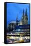 Cologne Cathedral and Railway Station-Guido Cozzi-Framed Stretched Canvas