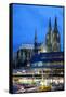 Cologne Cathedral and Railway Station-Guido Cozzi-Framed Stretched Canvas