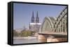 Cologne Cathedral (Dom) across the River Rhine, Cologne, North Rhine-Westphalia, Germany, Europe-Julian Elliott-Framed Stretched Canvas